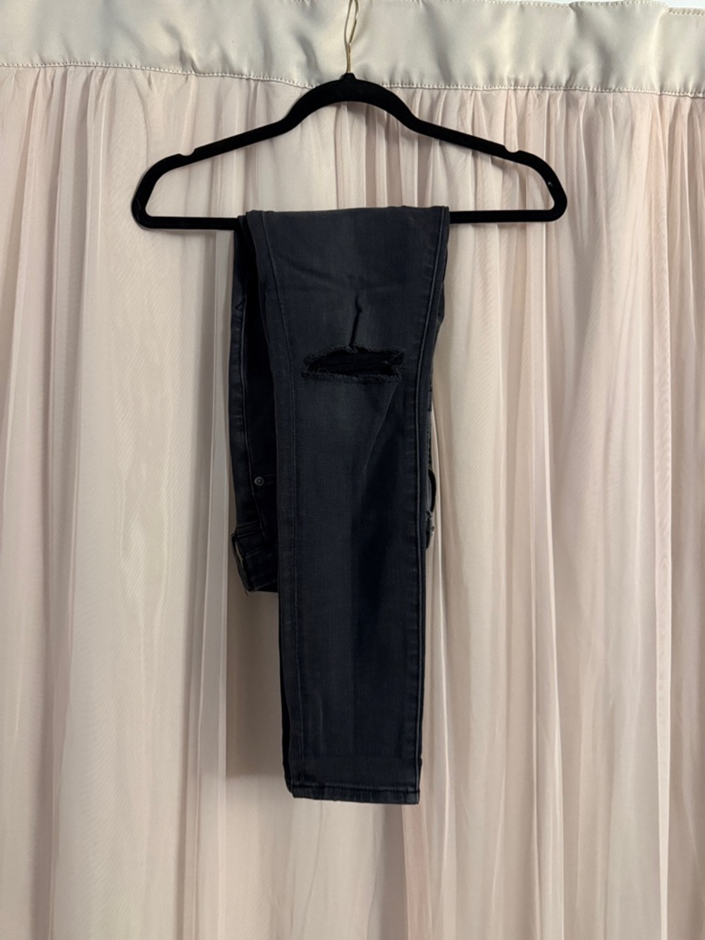 Good American Black Distressed Jeans Overalls
